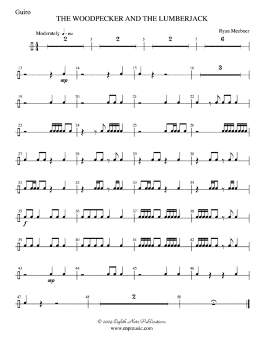 The Woodpecker and the Lumberjack: 2nd Percussion Percussion Ensemble scores gallery preview page 1