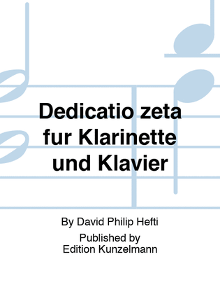 Book cover for Dedicatio zeta, Duo for clarinet and piano