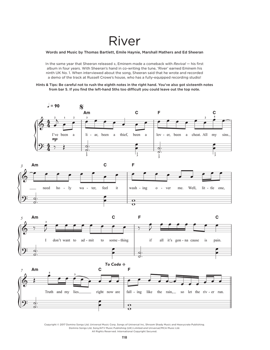 River (feat. Ed Sheeran) River (feat. Ed Sheeran) Easy Piano scores gallery preview page 1