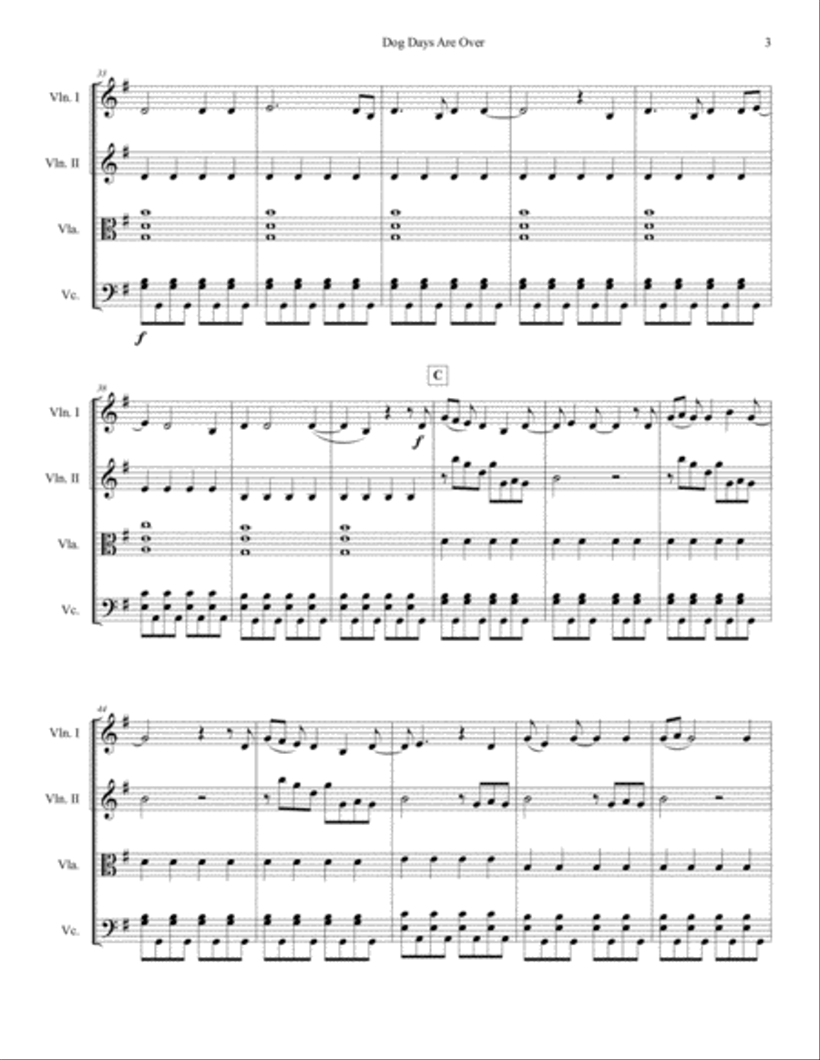 Dog Days Are Over String Quartet scores gallery preview page 3