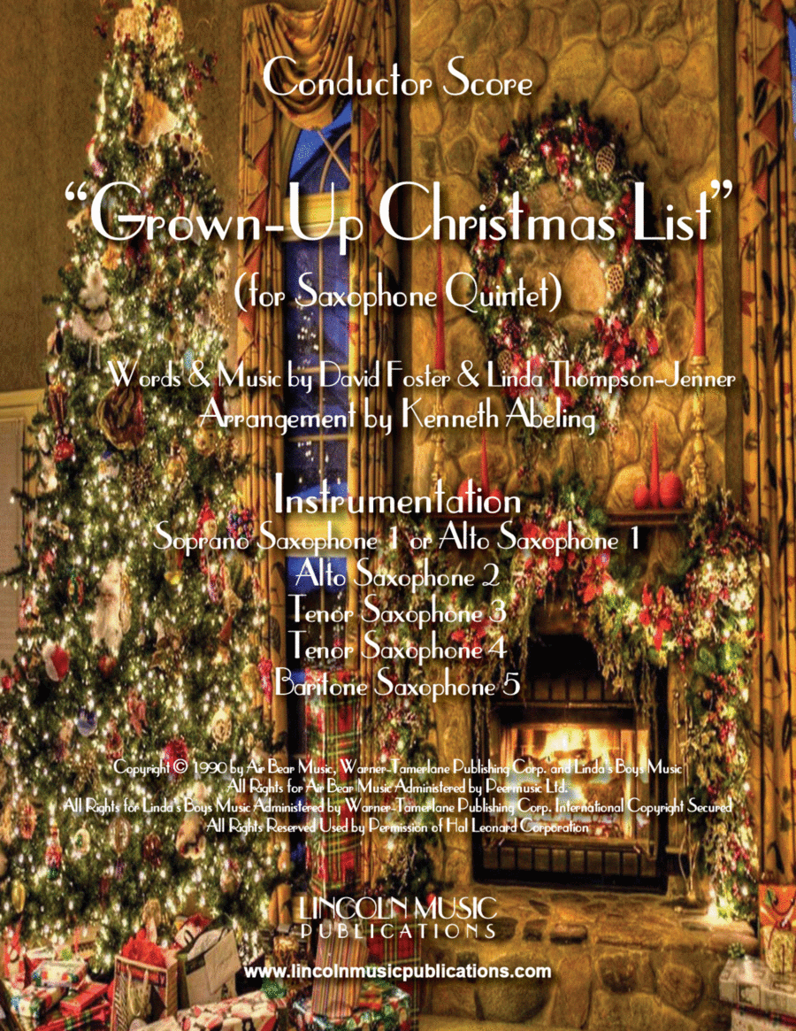 Grown-Up Christmas List Saxophone Quintet scores gallery preview page 1