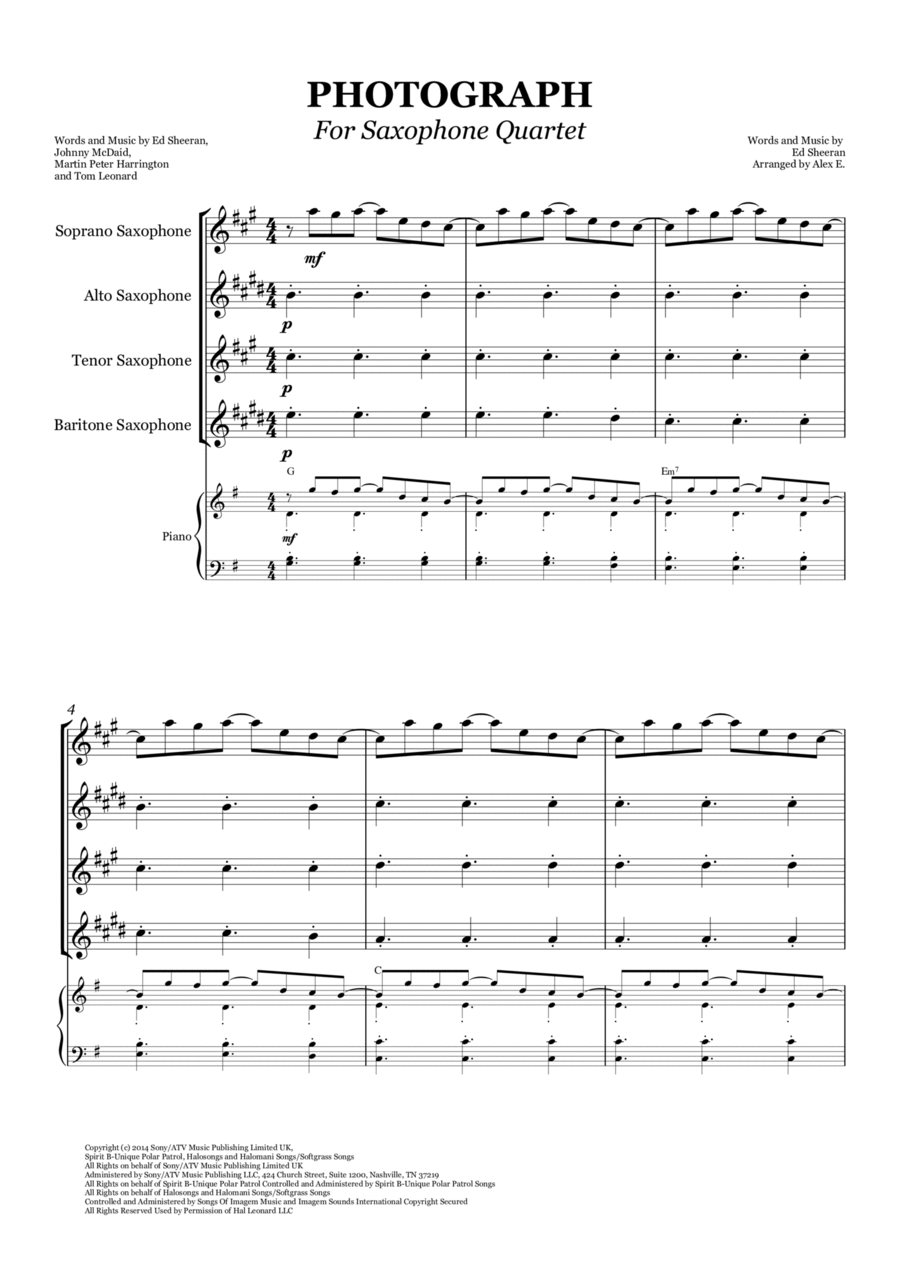 Photograph Tenor Saxophone scores gallery preview page 1