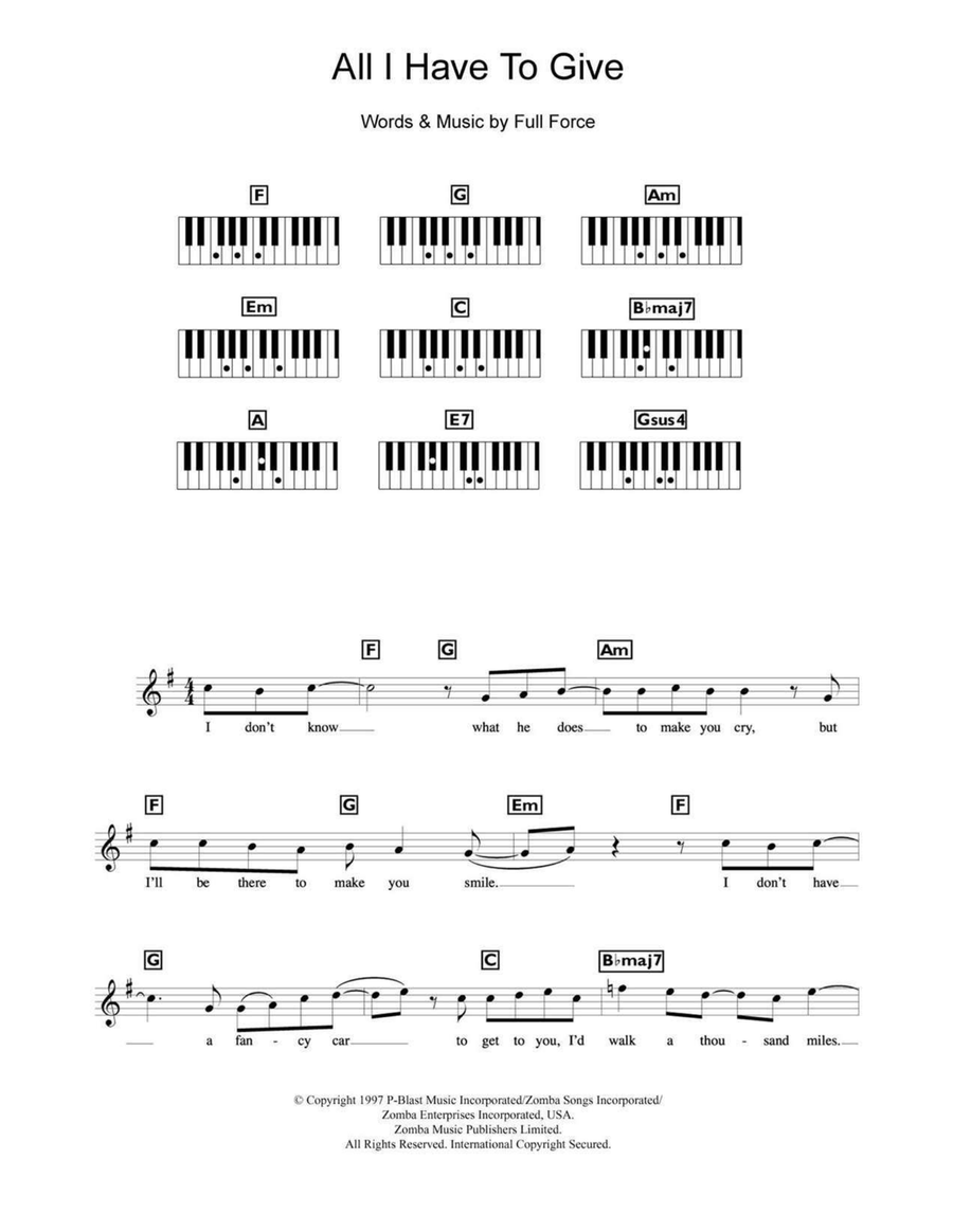 All I Have To Give All I Have To Give Piano scores gallery preview page 1