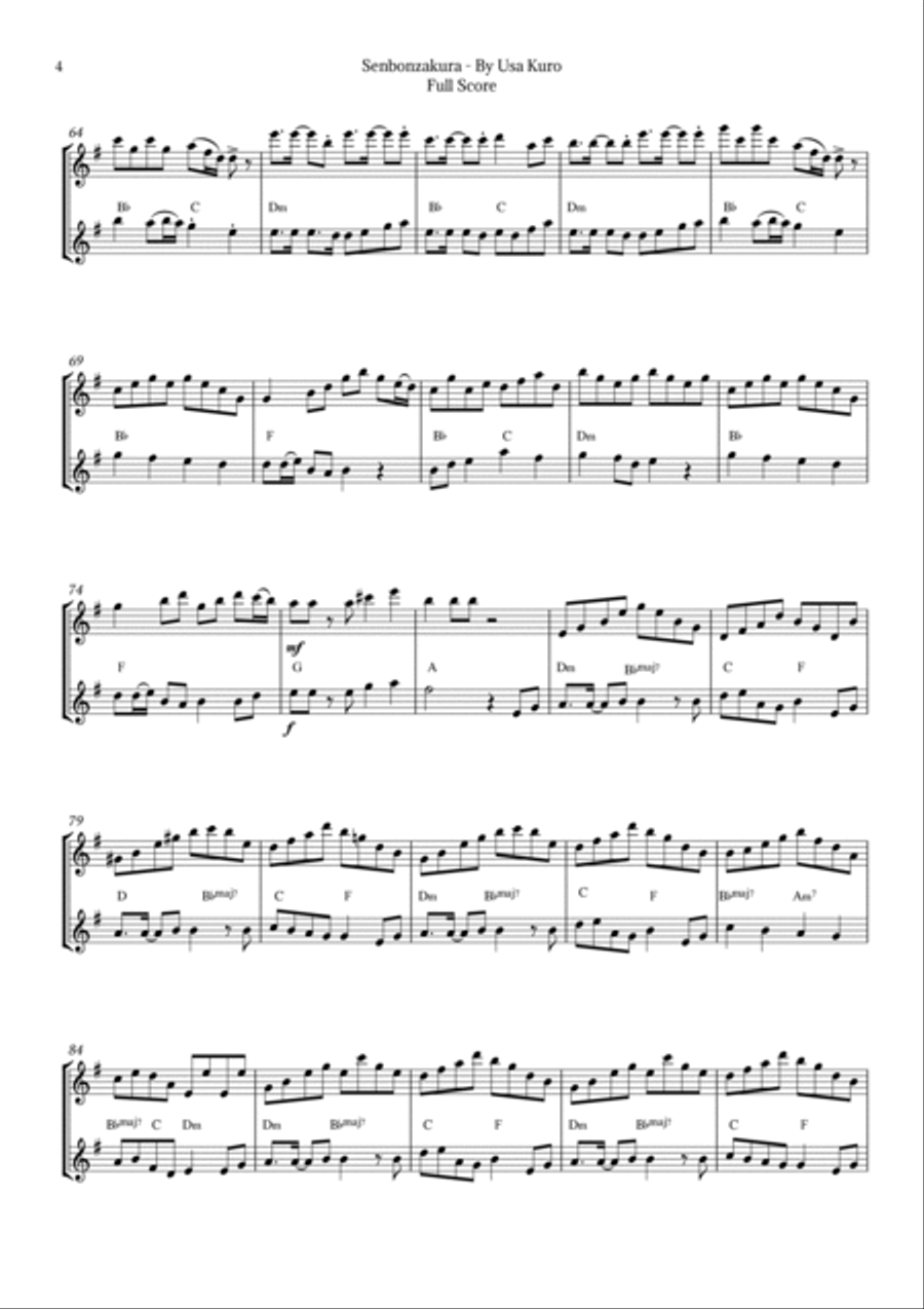 Senbonzakura Clarinet Duet scores gallery preview page 4