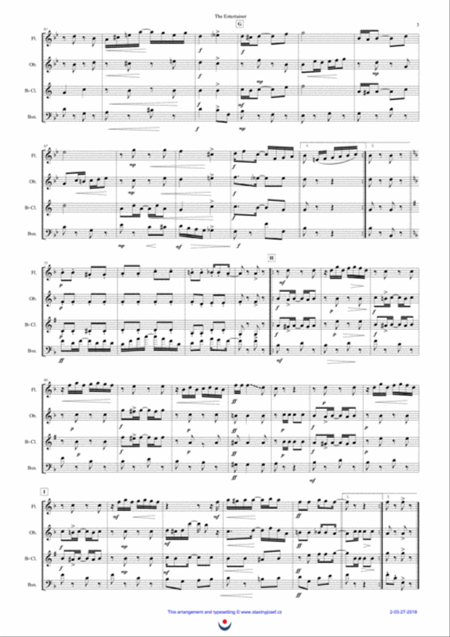 The Entertainer Woodwind Quartet scores gallery preview page 3