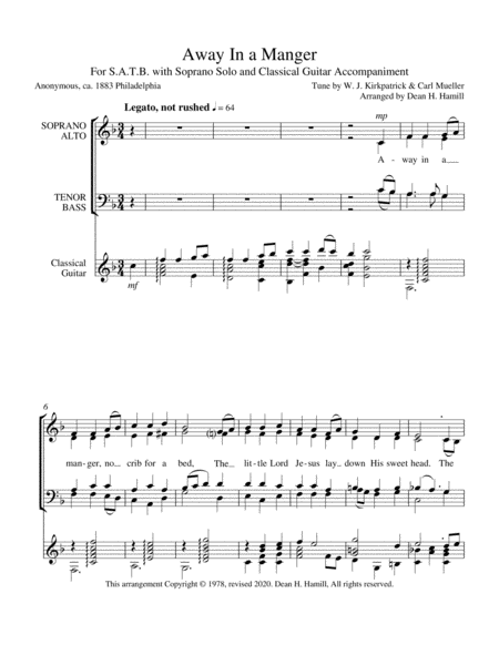 Away In A Manger (SATB with Classical Guitar) image number null