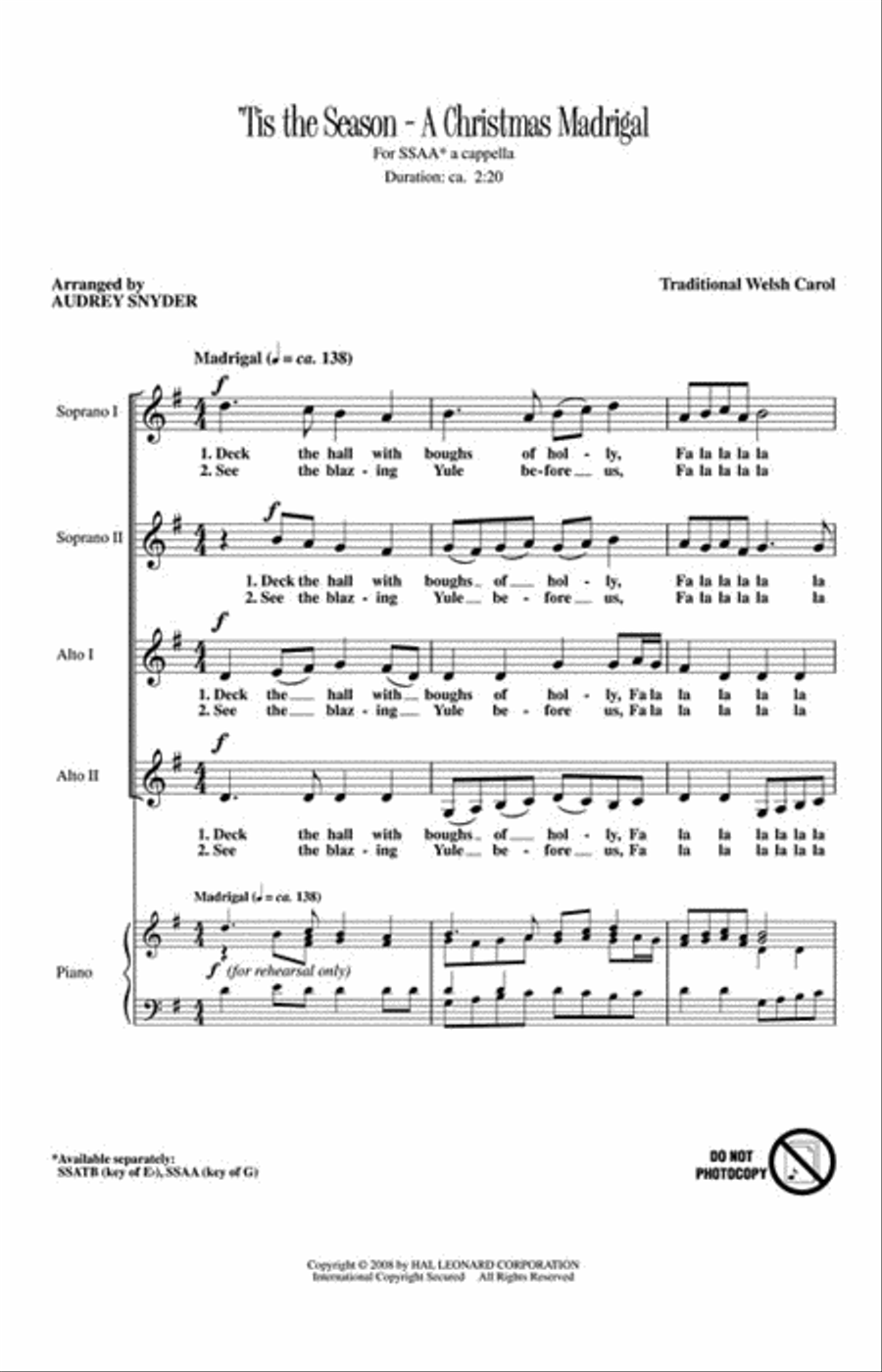 Tis the Season – A Christmas Madrigal SSAA scores gallery preview page 2