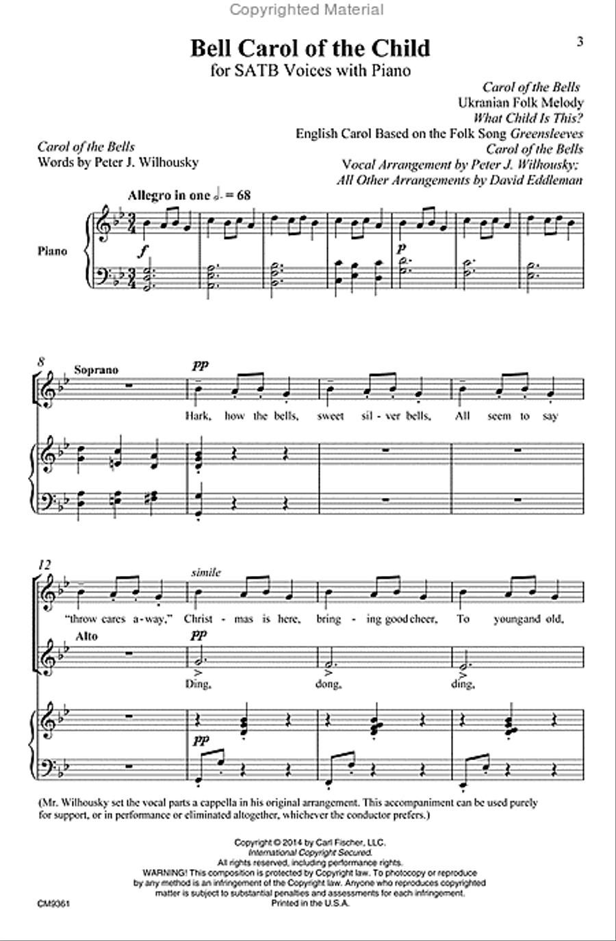 Bell Carol of the Child Bell Carol of the Child 4-Part scores gallery preview page 2