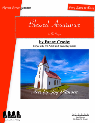 Blessed Assurance in Bb major, Easy hymn arrangements, Free lifetime new version upgrade. Free pape