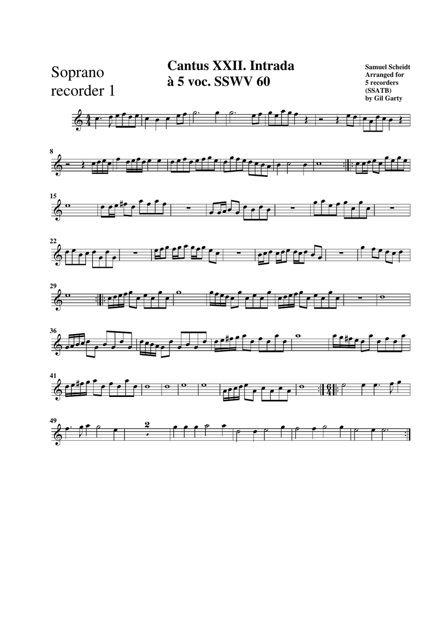 Intrada SSWV 60 (arrangement for 5 recorders) Recorder scores gallery preview page 4