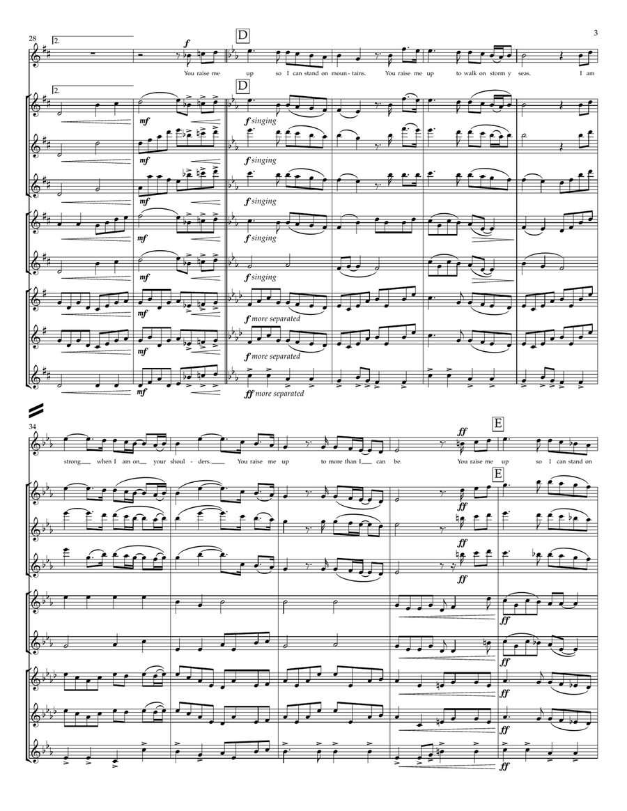 You Raise Me Up Flute Choir scores gallery preview page 3