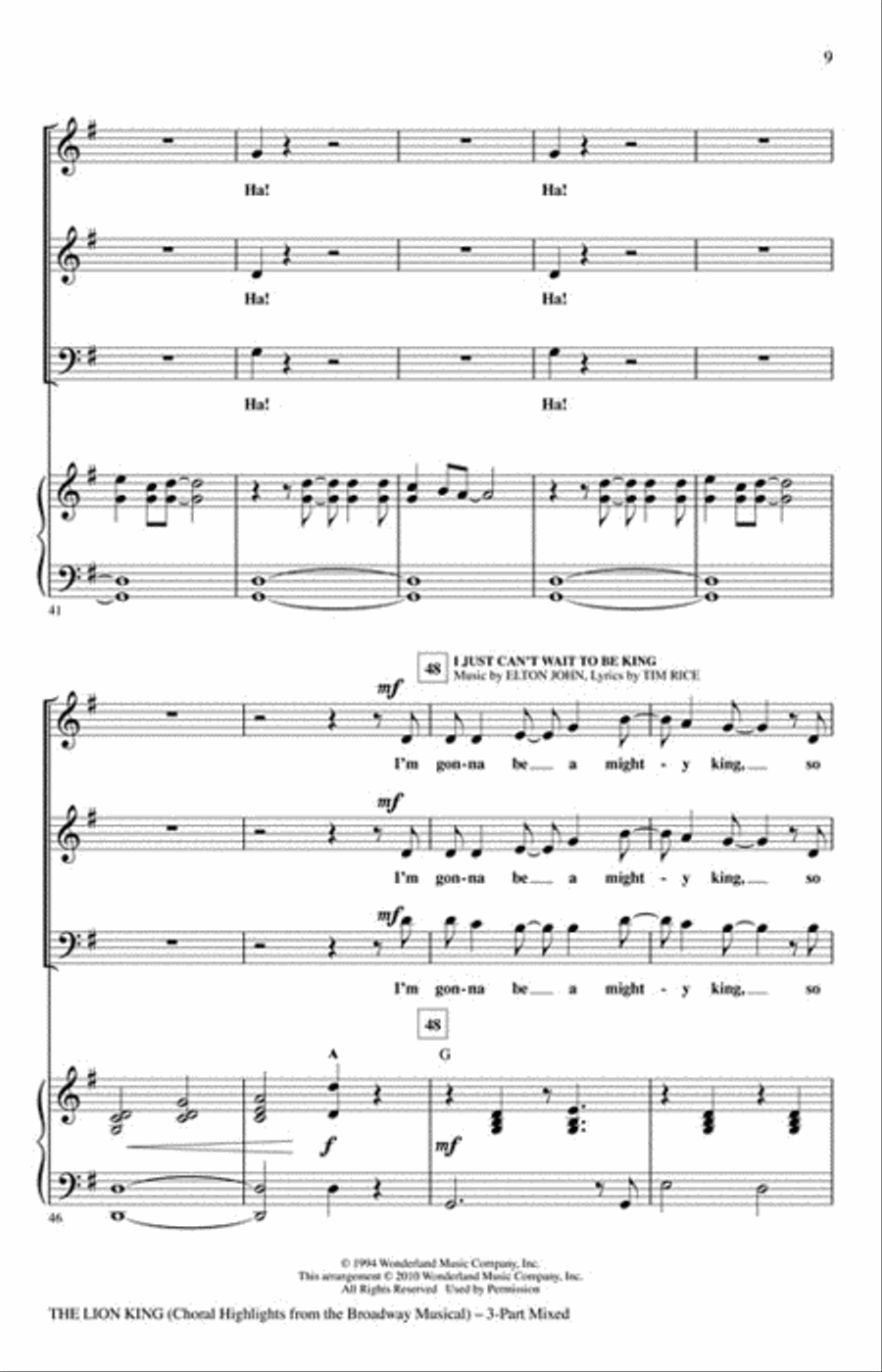 The Lion King Choir scores gallery preview page 3