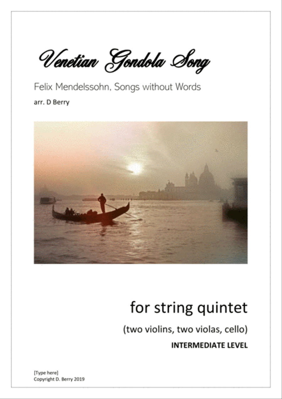 Venetian Gondola Song (String Quintet) String Quintet scores gallery preview page 1