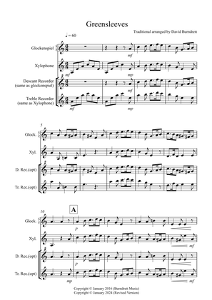 Greensleeves for Glockenspiel and Xylophone Duet
