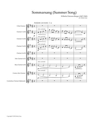 Sommarsang (Summer Song) for Clarinet Choir (Score)