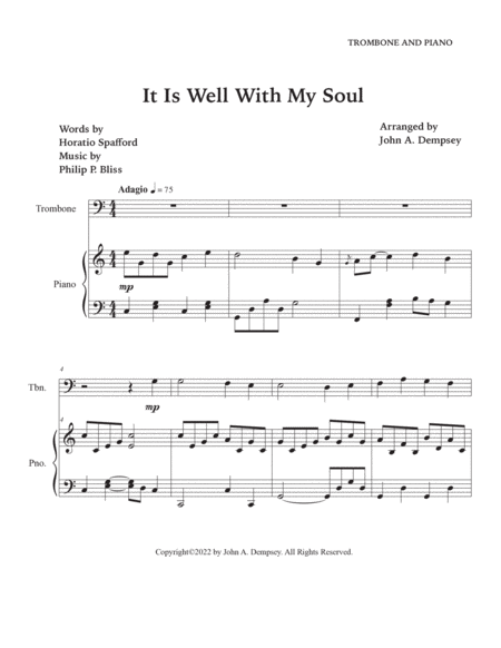 It Is Well With My Soul (Trombone and Piano) image number null
