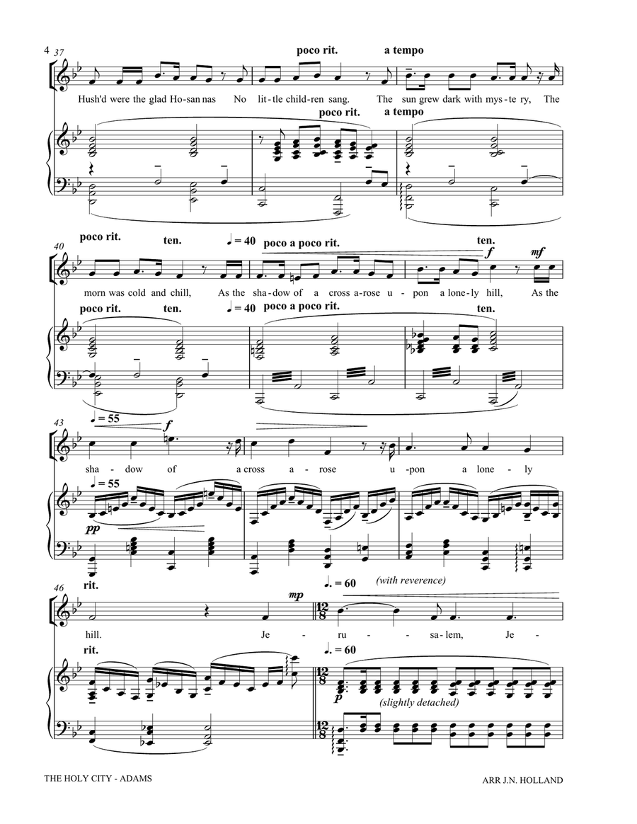 The Holy City for Solo Mezzo Soprano Voice and Piano (Key of Bb)