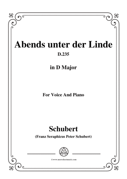 Schubert-Abends unter der Linde,D.235,in D Major,for Voice&Piano image number null