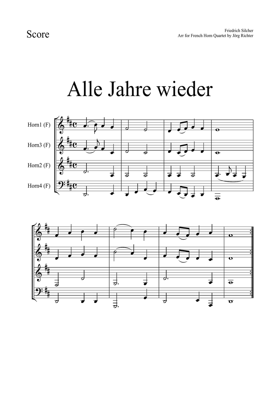 24 Weihnachtslieder für Horn Quartett Brass Quartet scores gallery preview page 5