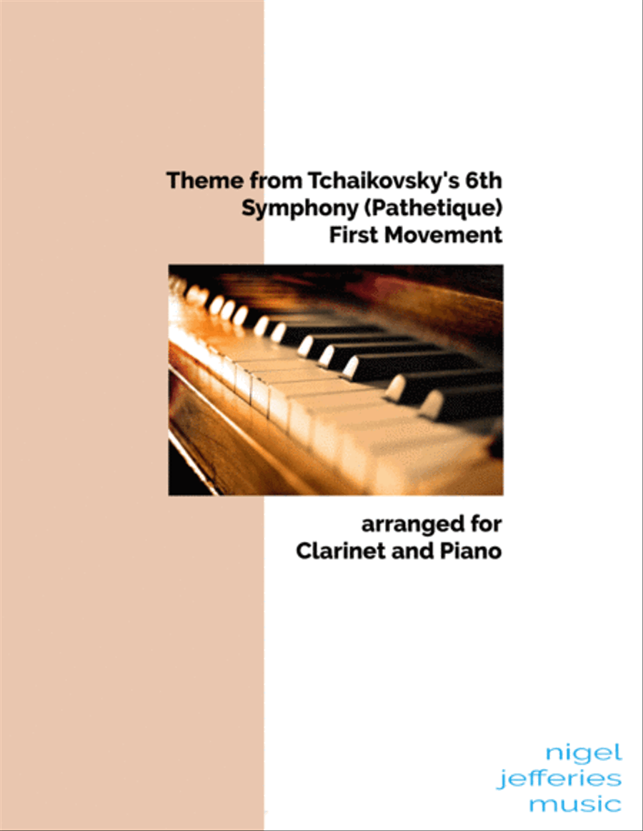 Theme from 1st Movement of Tchaikovsky's 6th Symphony (Pathetique) arranged for Bb Clarinet and Pian B-Flat Clarinet scores gallery preview page 1