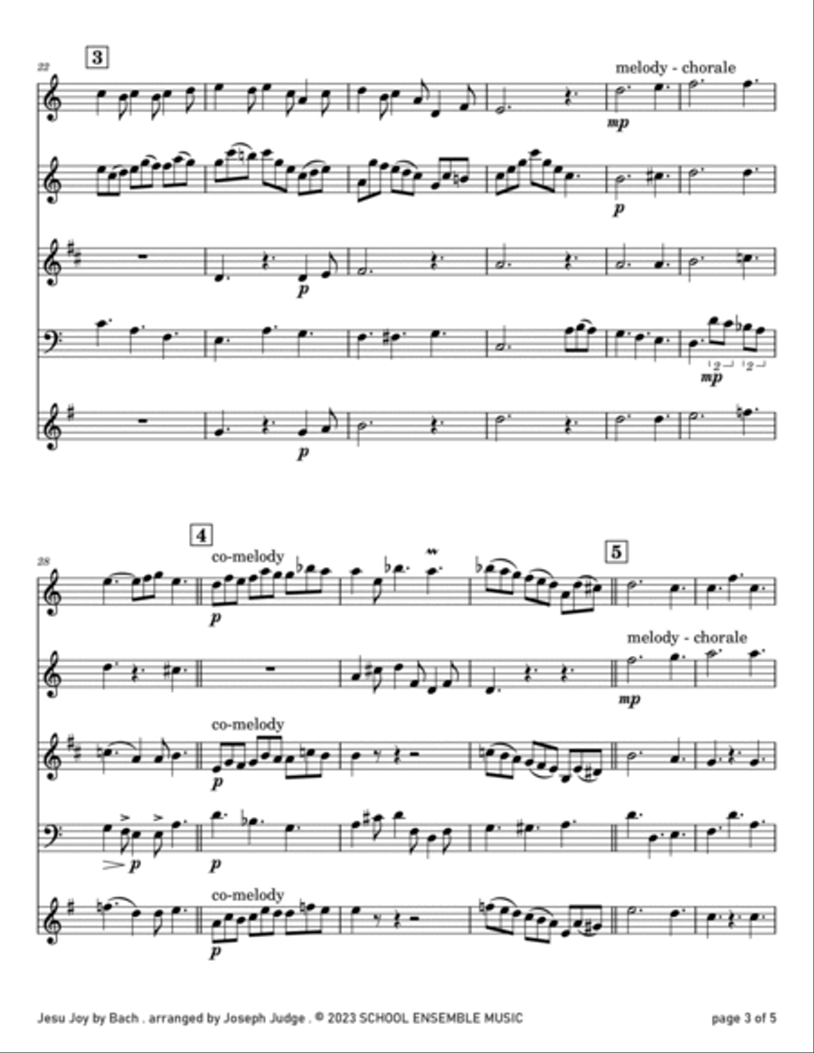 Jesu Joy by Bach for Woodwind Quartet in Schools Woodwind Quartet scores gallery preview page 3