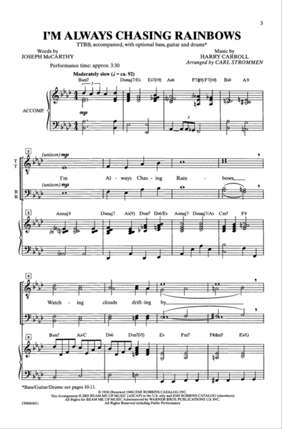 I'm Always Chasing Rainbows Choir scores gallery preview page 1