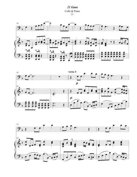 Green Day: 21 Guns for Cello & Piano image number null