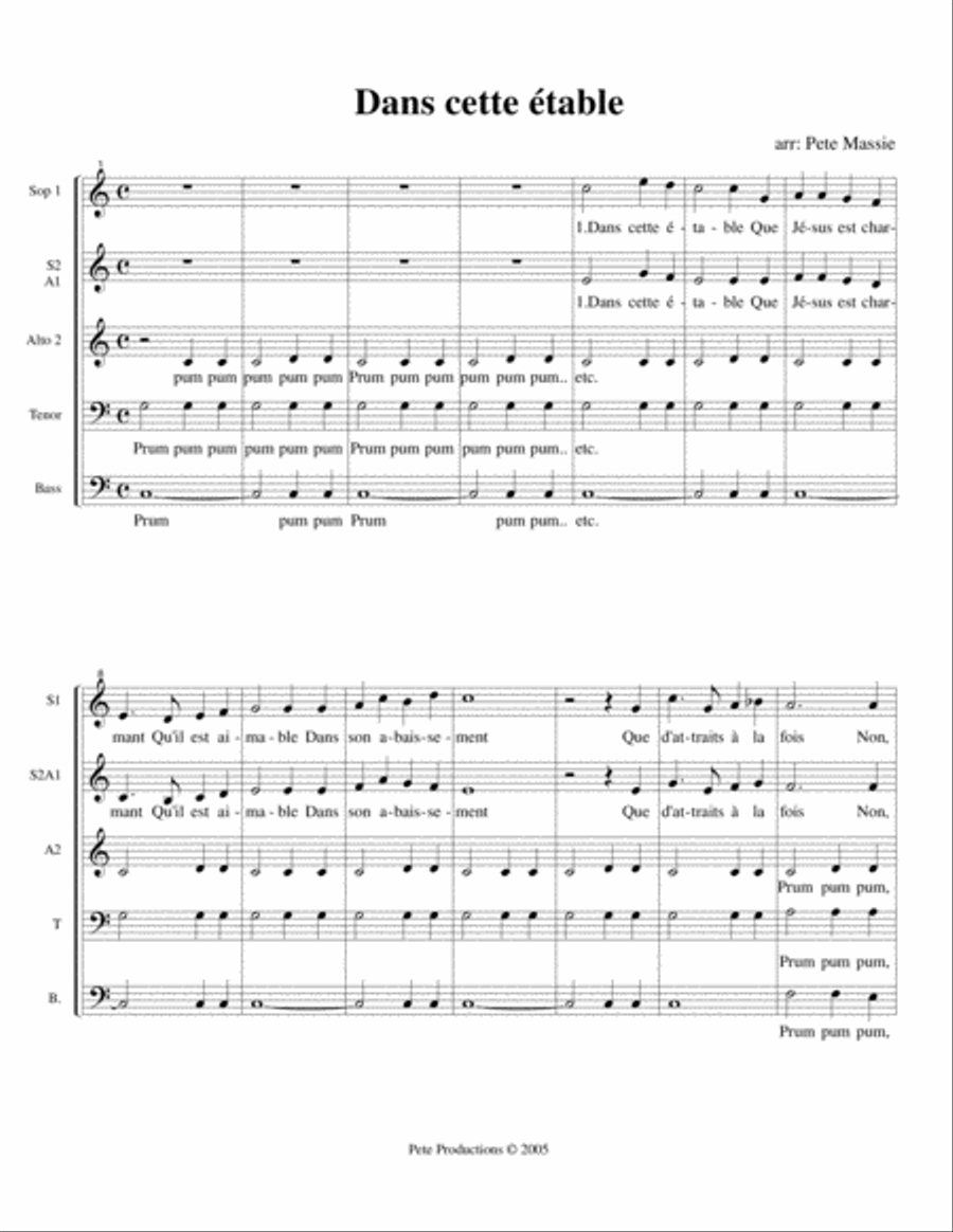 Dans cette étable 4-Part scores gallery preview page 1