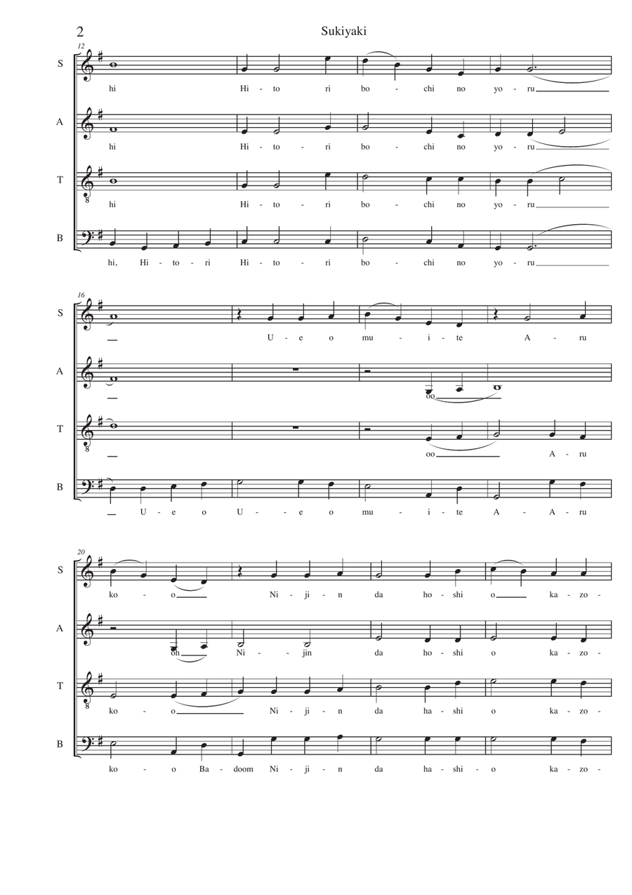 Sukiyaki Sukiyaki 4-Part scores gallery preview page 2