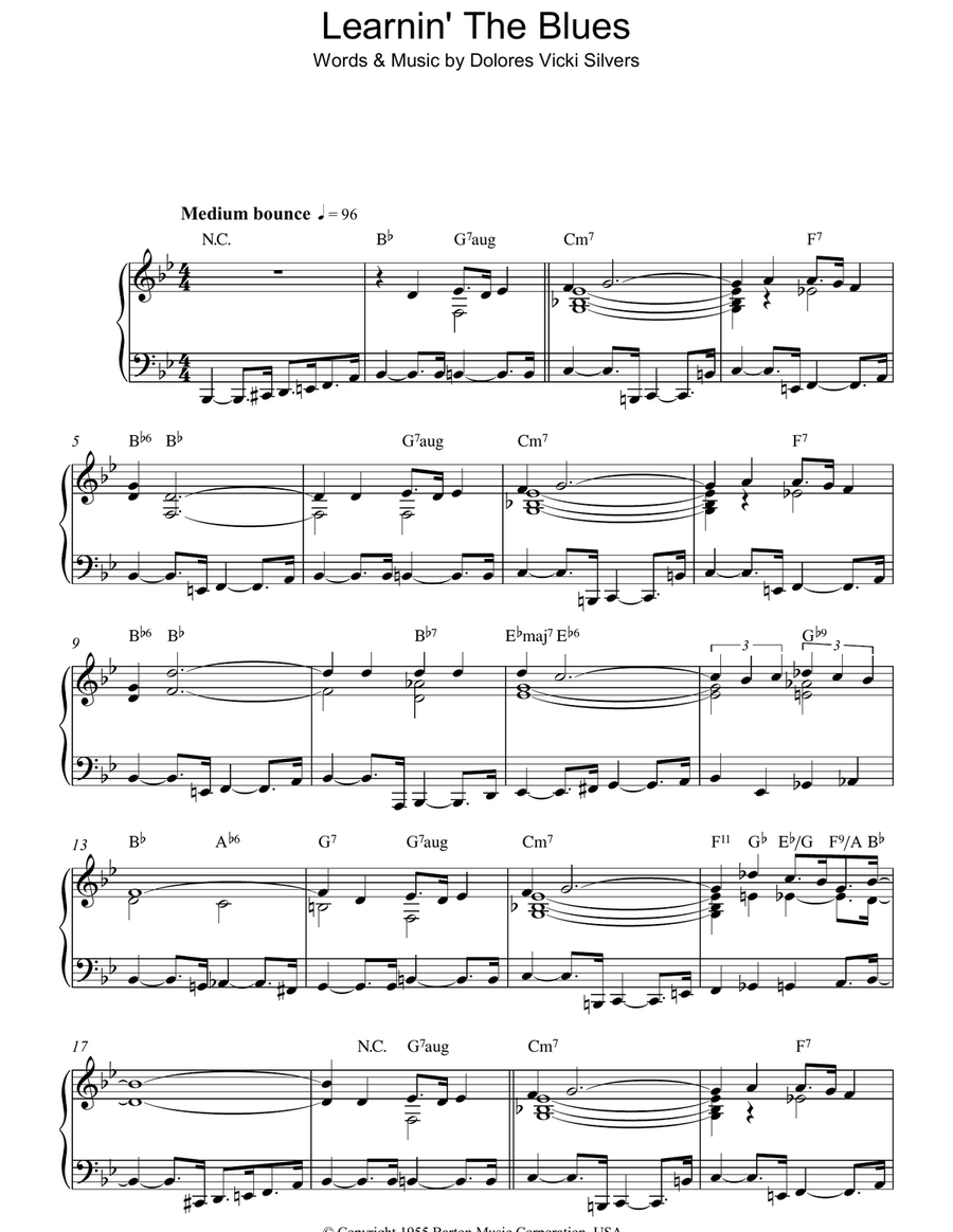 Learnin' The Blues Piano Solo scores gallery preview page 1