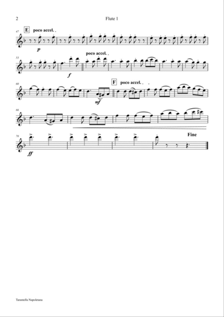 Tarantella Napoletana - Italian Folk Song - Flute Quartet Flute Quartet scores gallery preview page 5