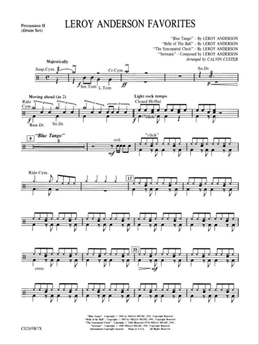 Leroy Anderson Favorites: 2nd Percussion Full Orchestra scores gallery preview page 1
