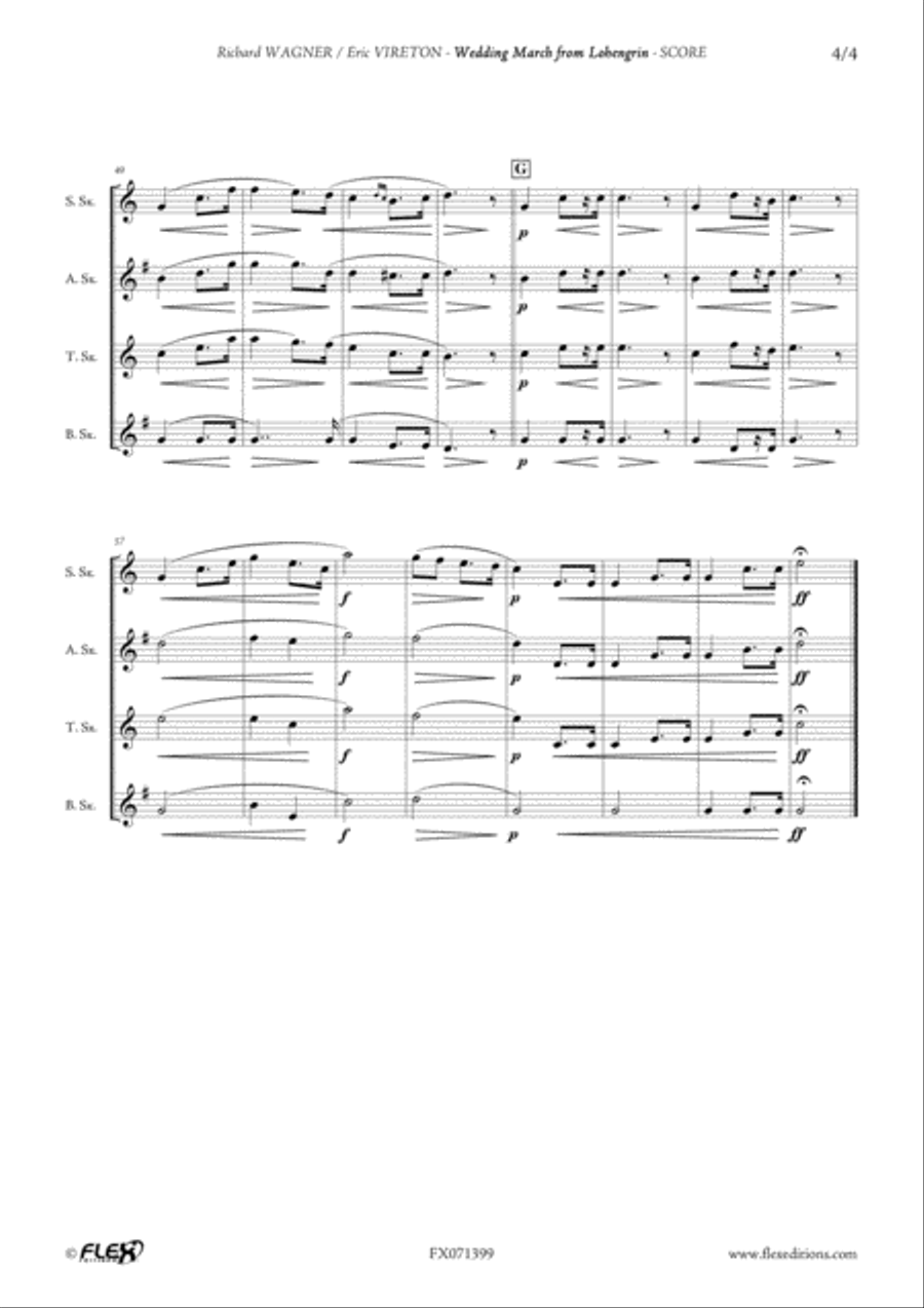 Wedding March from Lohengrin Saxophone Quartet scores gallery preview page 4