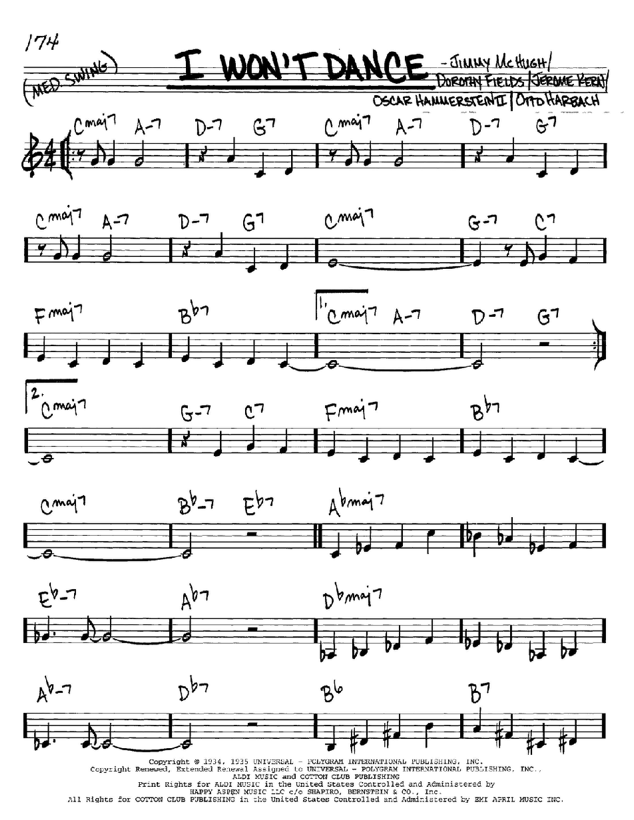 I Won't Dance Piano scores gallery preview page 1