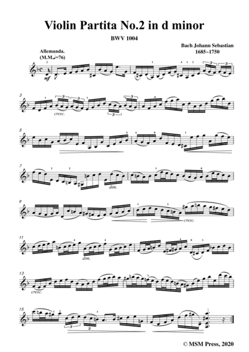 Bach,J.S.-Violin Partita No.2,in d minor,BWV 1004,for Violin image number null