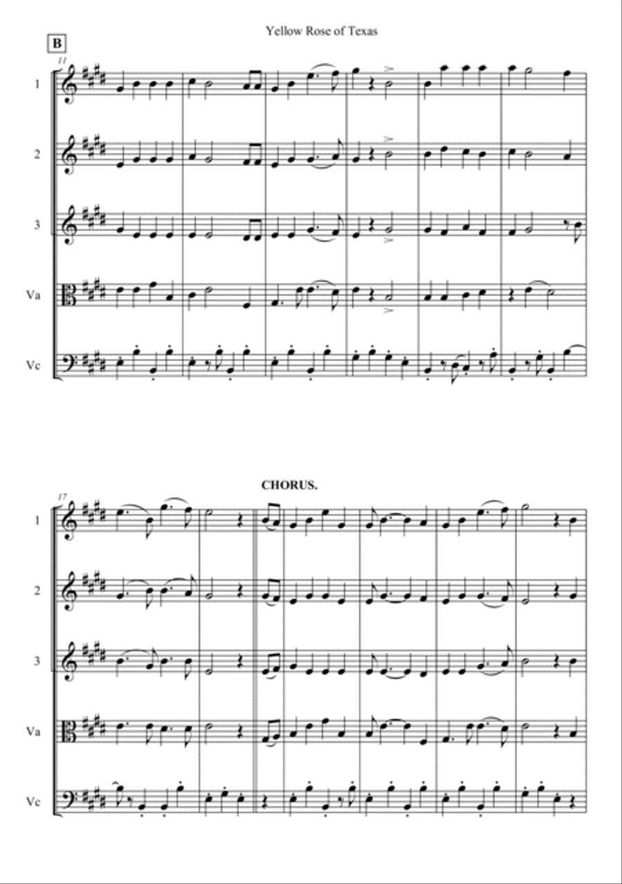 Yellow Rose of Texas String Quintet scores gallery preview page 2