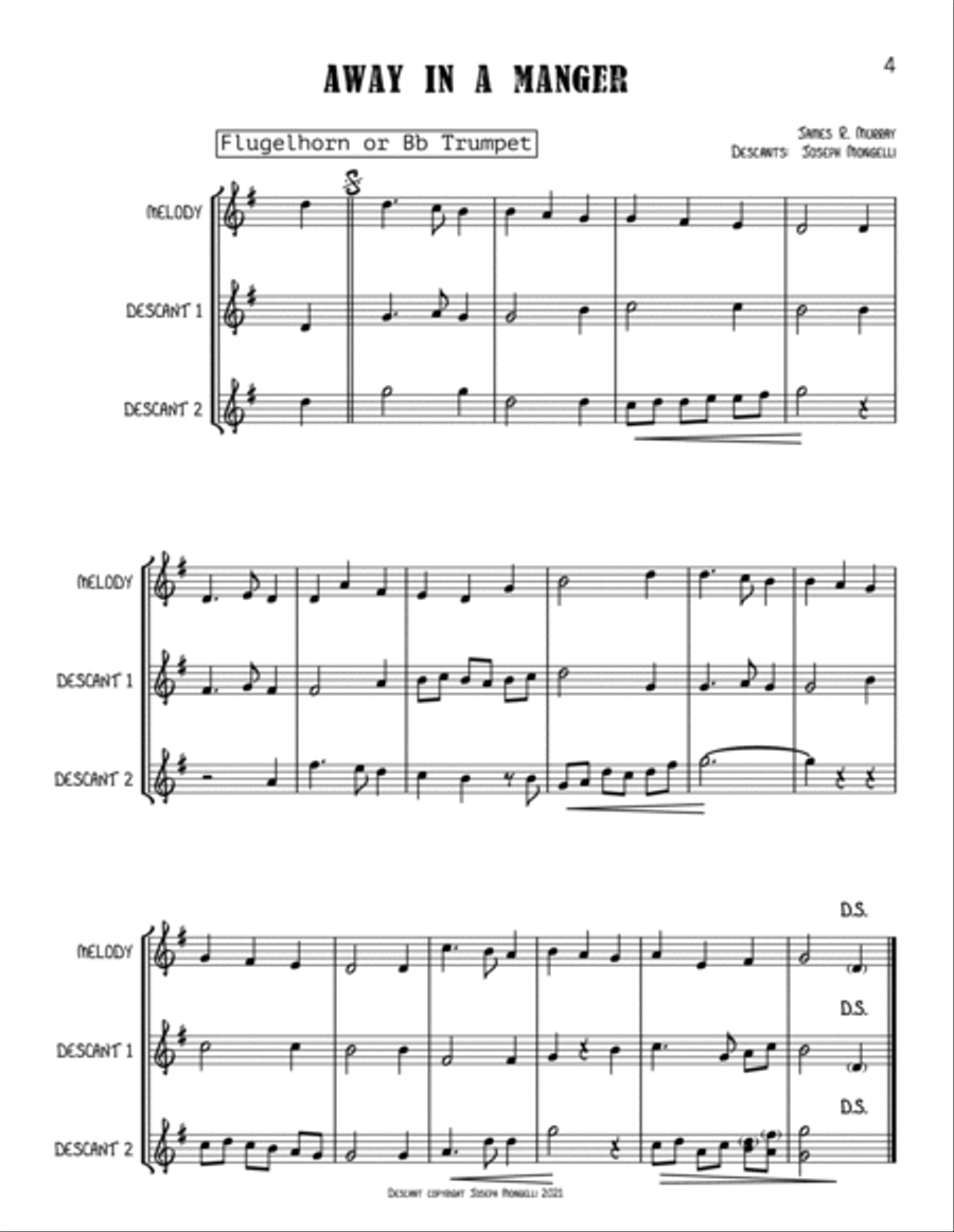 25 Original Descants for 13 Christmas Carols C Trumpet scores gallery preview page 6