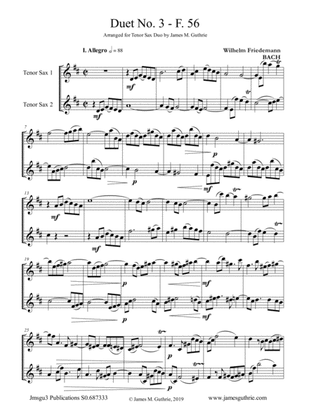 WF Bach: Duet No. 3 for Tenor Sax Duo