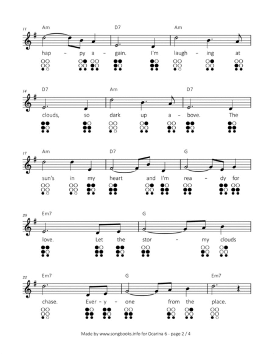 Singin' In The Rain ocarina scores gallery preview page 2