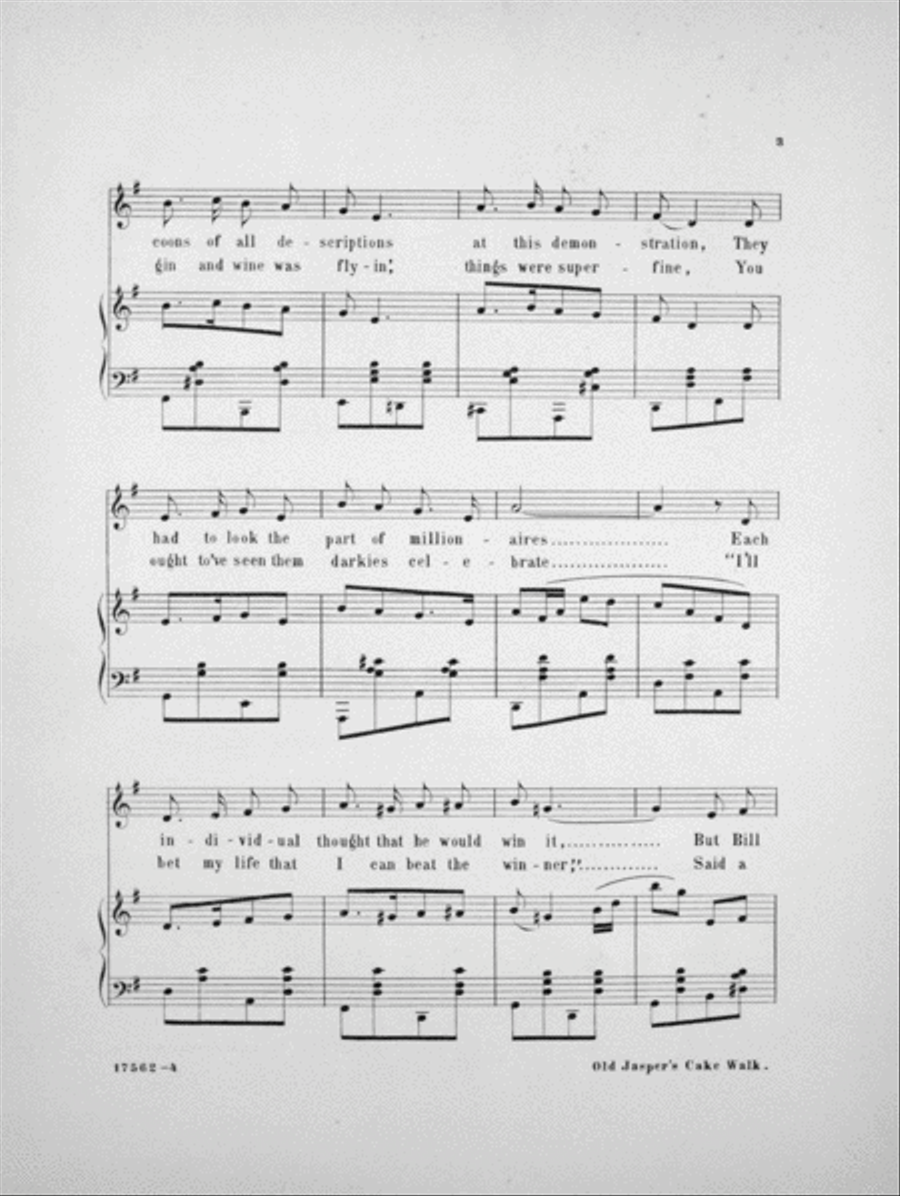 Old Jasper's Cake Walk Voice scores gallery preview page 3