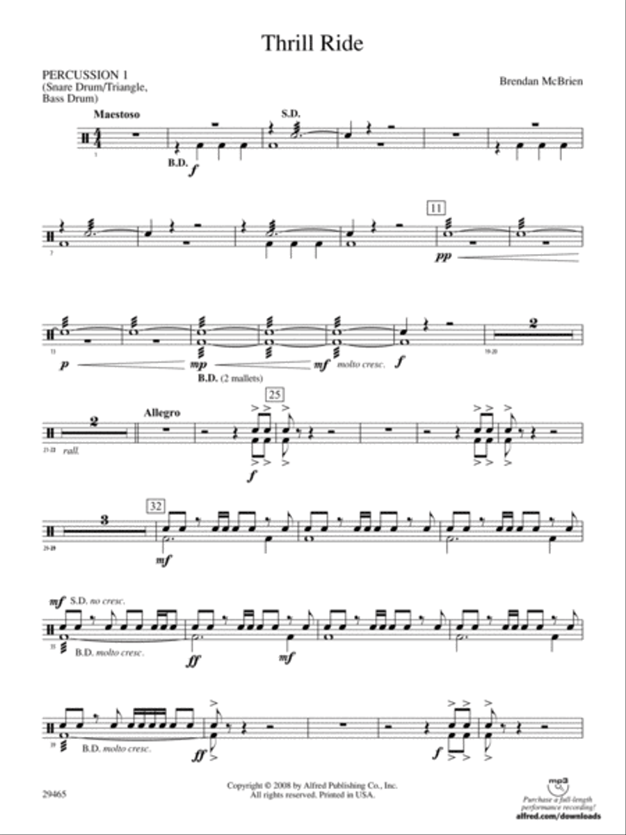 Thrill Ride: 1st Percussion Concert Band scores gallery preview page 1