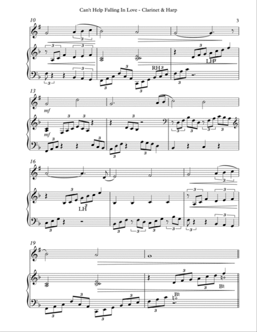 Can't Help Falling In Love Clarinet scores gallery preview page 3