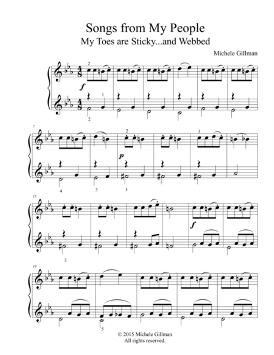 Songs from My People - My Toes are Sticky...and Webbed Piano Solo scores gallery preview page 1