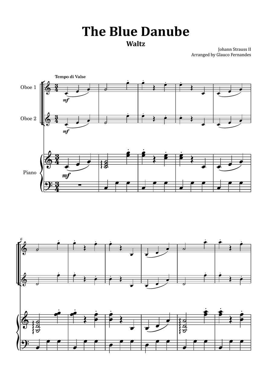 Book cover for The Blue Danube - Oboe Duet with Piano