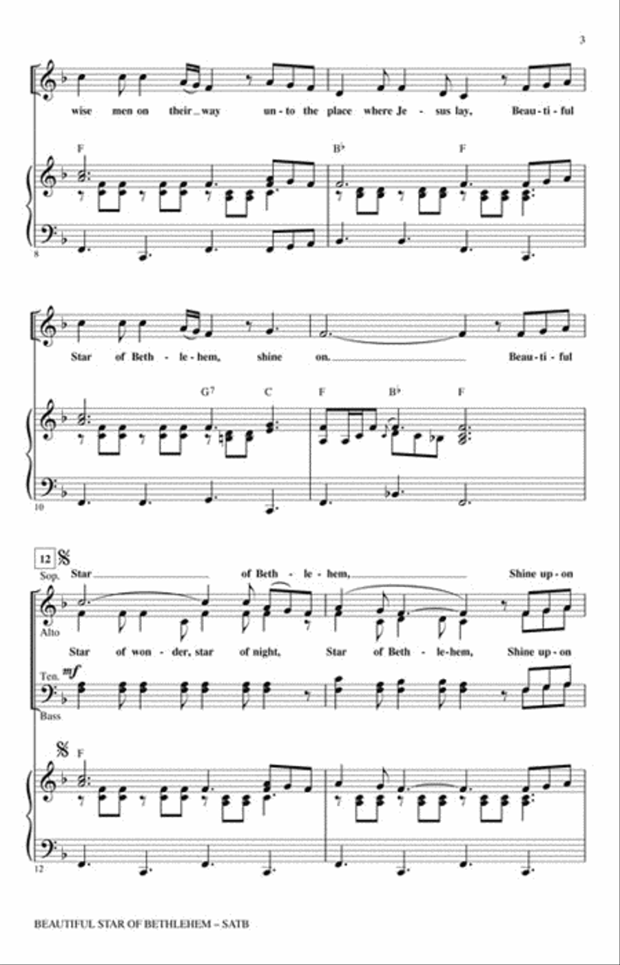 Beautiful Star of Bethlehem 4-Part scores gallery preview page 3