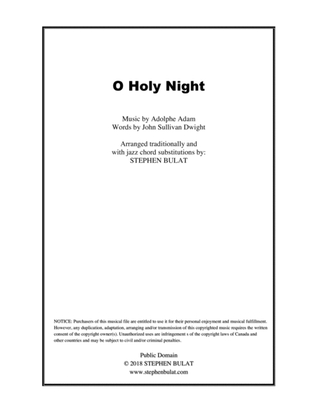 O Holy Night - Lead sheet arranged in traditional and jazz style (key of E)