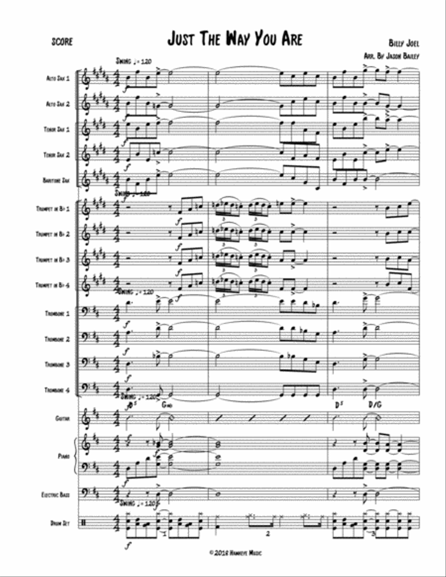 Just The Way You Are Jazz Ensemble scores gallery preview page 1