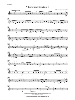 Book cover for Allegro from Sonata in F: 2nd Violin