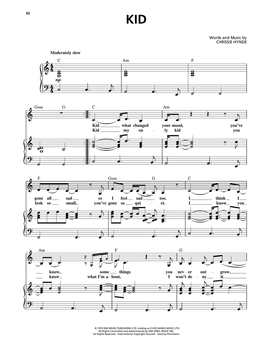 Kid Kid Piano, Vocal, Guitar scores gallery preview page 1