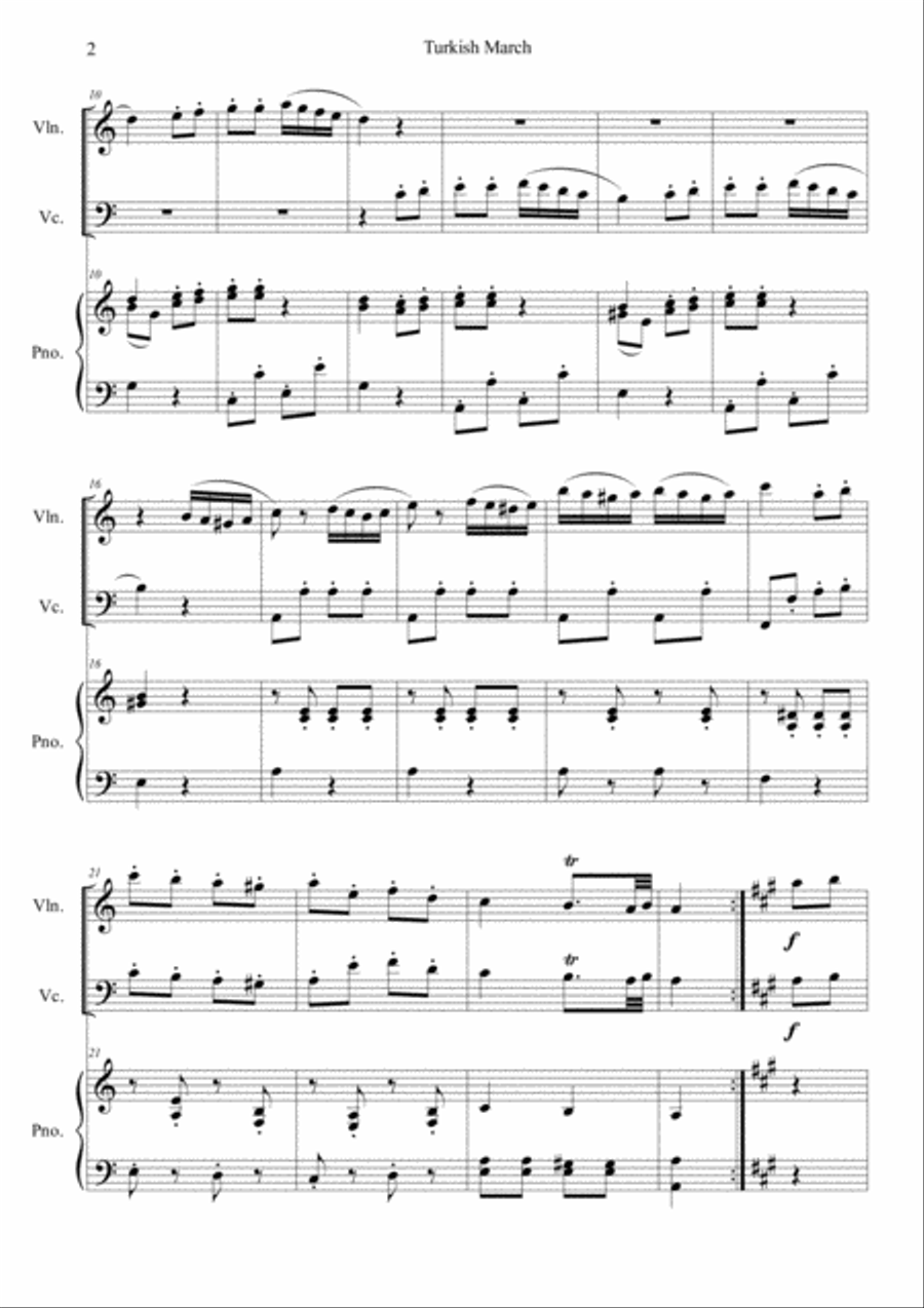 Turkish march (Piano sonata k.331 mov.3) Piano Trio scores gallery preview page 2